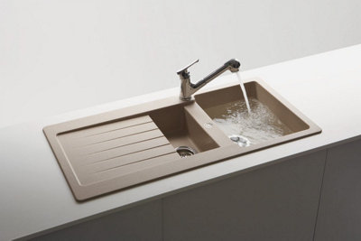 Schock Composite Granite Cristalite Typos 1.5 Bowl & Drainer White Alpina Inset Undermount Kitchen Sink - TYPD150AL