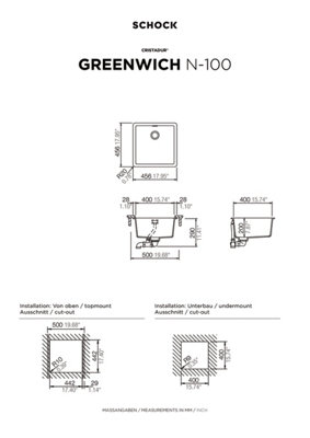 Schock Composite Granite Greenwich Magma 1.0 Bowl Inset Undermount Kitchen Sink - GREN100MA