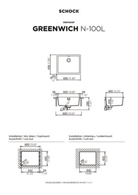 Schock Composite Granite Greenwich Magnolia 1.0 Large Bowl Inset/Undermount Kitchen Sink - GREN100LMG