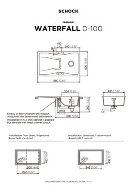 Schock Composite Granite Waterfall 1.0 Bowl & Drainer Silverstone Inset/Undermount Kitchen Sink - WATD100SI