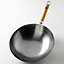 School of Wok "Wok and Roll"  Carbot Steel Round Bottom Wok, Silver, 13-Inch