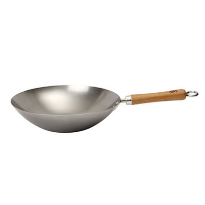 School of Wok "Wok Star" Carbon Steel Wok, Silver, 12-Inch