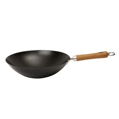 School of Wok "Wok Star" Non-Stick Carbon Steel Wok, Silver, 12-Inch