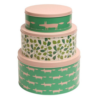 Scion by Dexam Mr Fox Set of 3 Round Cake Tins - Mint Leaf