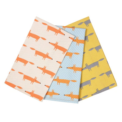 Scion Mr Fox Tea Towels Set of 3 Gift Box | DIY at B&Q