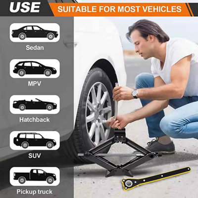 scissor jack, 2 tonne car jack with handle, 105-385mm lifting range ...