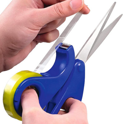 Scissors with Integrated Sticky Tape Dispenser & Cutter - Perfect for Gift Wrapping and Arts & Crafts - Measures 20 x 9 x 2cm