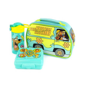 Scooby Doo The Mystery Machine Lunch Bag Set Blue/Yellow (One Size)