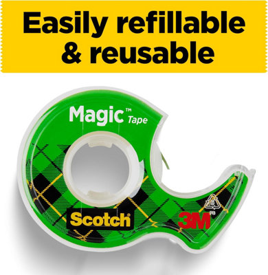 Scotch Magic Invisible Tape Clear Pack of 3 Handheld Dispensers 19mm x 7.5m - 3