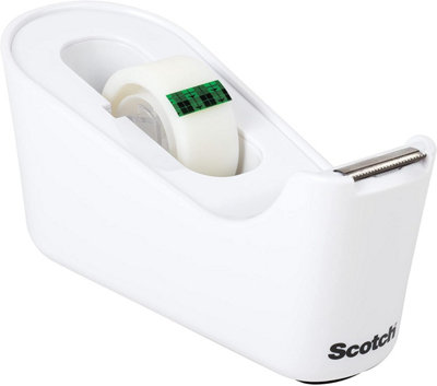Scotch White Tape Dispenser + 1 Roll Scotch Magic Invisible Tape 19 mm x 33 m