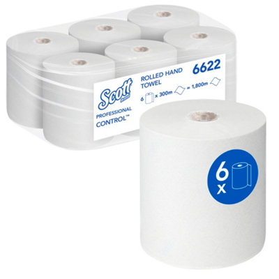 Scott 6622 Rolled Hand Towels, White Paper Towel Rolls for Hygienic ...