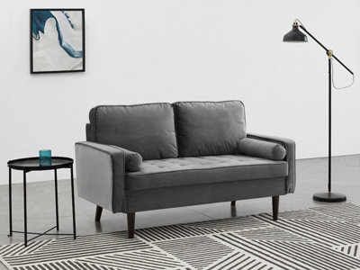 Scott Velvet 2 Seater Sofa, Grey Velvet