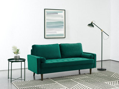 Scott Velvet 3 Seater Sofa, Green Velvet