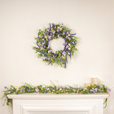 Scottish Everlastings 150cm Artificial Spring Purple Floral Garland
