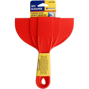Scraper Set Multi Functional Tool Plastic Comfort Handle Safety Diy Home Pack Of 3