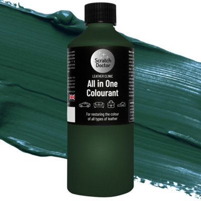 The Leather Clinic All in One Leather Colourant | Zelfsluitende reparatieverf voor leerverf | Recolour meubels, banken, autostoeltjes (donkergroen, 500 ml