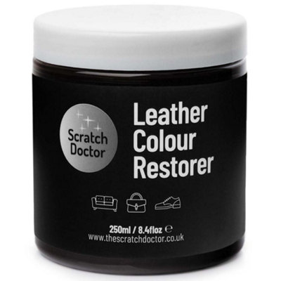 Scratch Doctor Leather Colour Restorer, Recolouring Balm for faded and worn leather 250ml Black