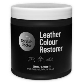 Scratch Doctor Leather Colour Restorer, Recolouring Balm for faded and worn leather 250ml Black