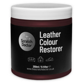 Scratch Doctor Leather Colour Restorer, Recolouring Balm for faded and worn leather 250ml Bordeaux