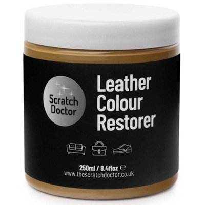 Scratch Doctor Leather Colour Restorer, Recolouring Balm for faded and worn leather 250ml Camel