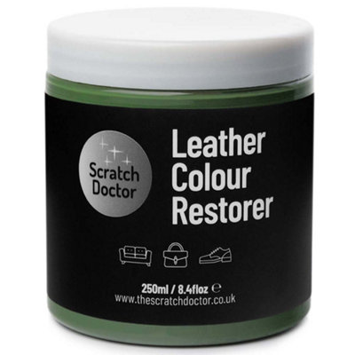 Scratch Doctor Leather Colour Restorer, Recolouring Balm for faded and worn leather 250ml Dark Green