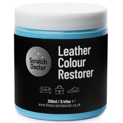 Scratch Doctor Leather Colour Restorer, Recolouring Balm for faded and worn leather 250ml Light Blue