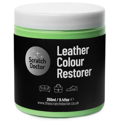 Scratch Doctor Leather Colour Restorer, Recolouring Balm for faded and worn leather 250ml Light Green