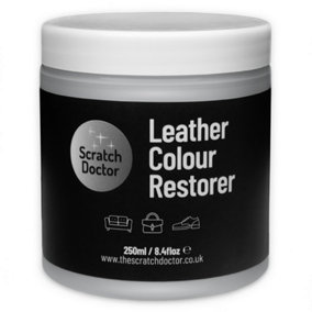 Scratch Doctor Leather Colour Restorer, Recolouring Balm for faded and worn leather 250ml Light Grey