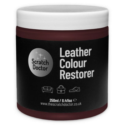 Scratch Doctor Leather Colour Restorer, Recolouring Balm for faded and worn leather 250ml Maroon