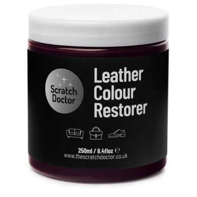 Scratch Doctor Leather Colour Restorer, Recolouring Balm for faded and worn leather 250ml Maroon