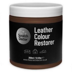 Scratch Doctor Leather Colour Restorer, Recolouring Balm for faded and worn leather 250ml Medium Brown