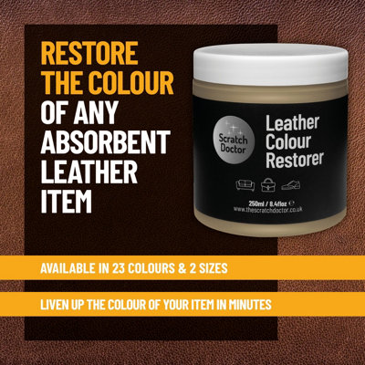 Scratch Doctor Leather Colour Restorer, Recolouring Balm for faded and worn leather 250ml Medium Brown