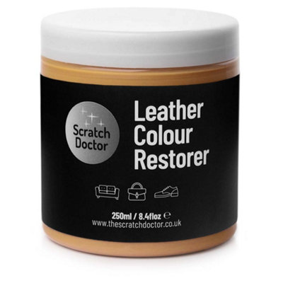 Scratch Doctor Leather Colour Restorer, Recolouring Balm for faded and worn leather 250ml Tan