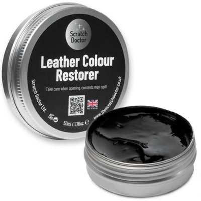 Scratch Doctor Leather Colour Restorer, Recolouring Balm for faded and worn leather 50ml Black