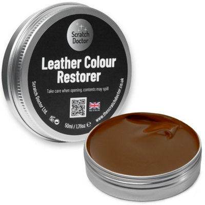 Scratch Doctor Leather Colour Restorer, Recolouring Balm for faded and worn leather 50ml Chocolate Brown