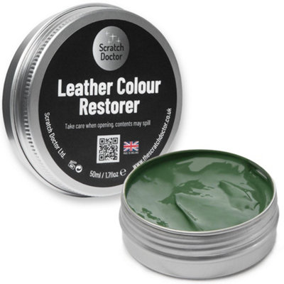 Scratch Doctor Leather Colour Restorer, Recolouring Balm for faded and worn leather 50ml Dark Green