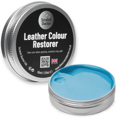 Scratch Doctor Leather Colour Restorer, Recolouring Balm for faded and worn leather 50ml Light Blue