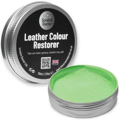 Scratch Doctor Leather Colour Restorer, Recolouring Balm for faded and worn leather 50ml Light Green