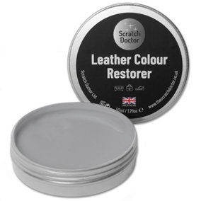 Scratch Doctor Leather Colour Restorer, Recolouring Balm for faded and worn leather 50ml Light Grey