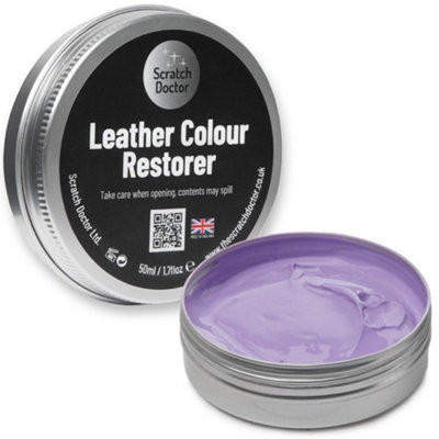 Scratch Doctor Leather Colour Restorer, Recolouring Balm for faded and worn leather 50ml Lilac