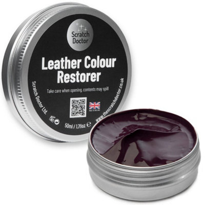 Scratch Doctor Leather Colour Restorer, Recolouring Balm for faded and worn leather 50ml Maroon