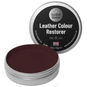 Scratch Doctor Leather Colour Restorer, Recolouring Balm for faded and worn leather 50ml Maroon