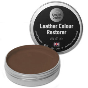 Scratch Doctor Leather Colour Restorer, Recolouring Balm for faded and worn leather 50ml Medium Brown