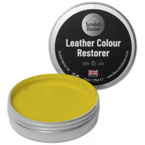 Scratch Doctor Leather Colour Restorer, Recolouring Balm for faded and worn leather 50ml Yellow
