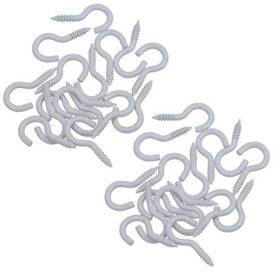 Screw Hook Fasteners Hangers White Plastic Finish 8mm Dia 25mm length 32pc Price Comparisons | Compare The Build