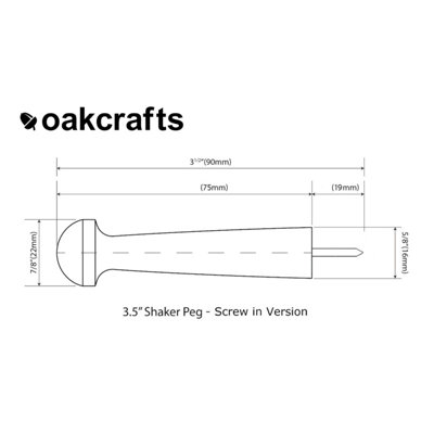 Screw in Oak Shaker Peg 3.5" - (Pack of 5)