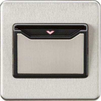 Screwless 32A 1G Key Card Switch - Brushed Chrome