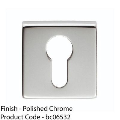 Screwless Round EURO Profile Escutcheon - Polished Chrome 50mm Door Key Plate