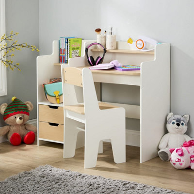 Scribbly 2 Drawer Kids Activity Writing Craft Desk and Chair Set