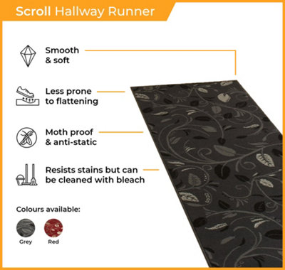 Scroll Hallway Runner Rug - Soft, Comfortable & Durable Carpet for Hall ...